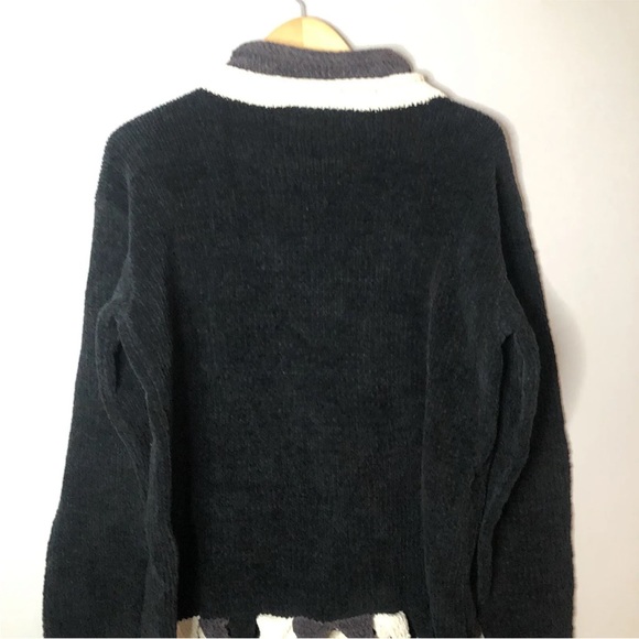 EDEL MACBRIDE Sweater Ireland Hand Made High Roll Neck Chenille Knit Black Large - Picture 13 of 16